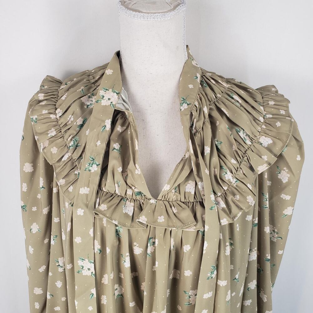 NWT WEWOREWHAT Hi-Low Polka Dot Green Floral Pattern Ruffle Peasant Dress S - Picture 9 of 16